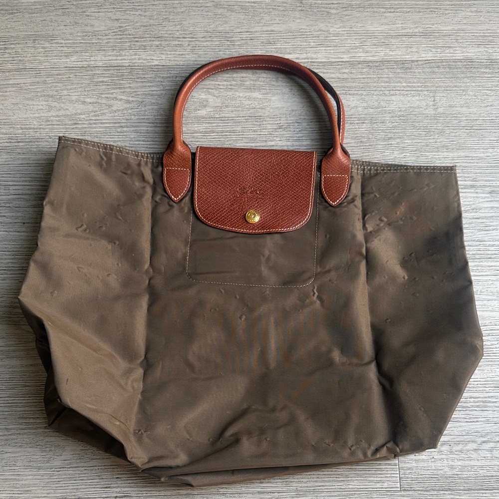 Longchamp Brown Tote with Leather Accents